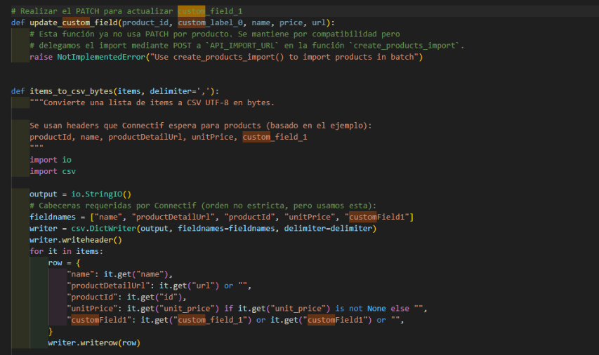 Ejemplo de código en Python para combinar los datos de Connectif con los atributos de Boostic.cloud